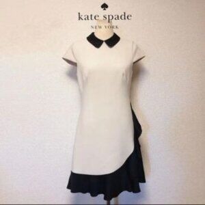 Kate Spade Crepe Dress Contrast Collar and Flounce